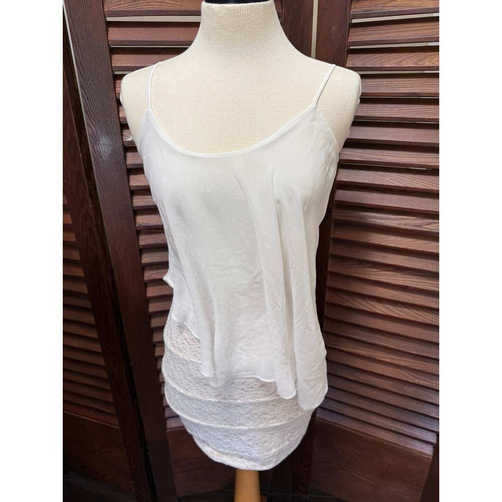 Sweet Storm Ivory Lace Layered Mini Dress Nude Lining Style Womens Small